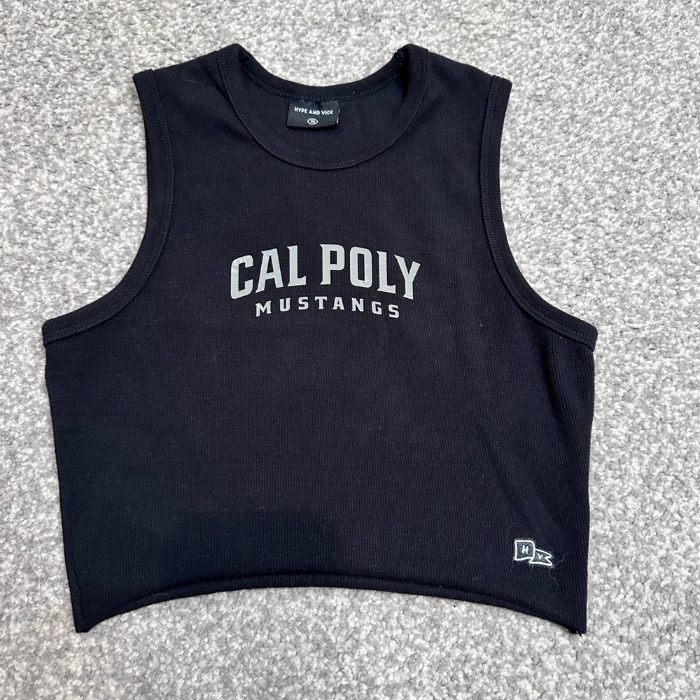 Hype & Vice Cal Poly Mustangs Black Crop Top Tank - final sale